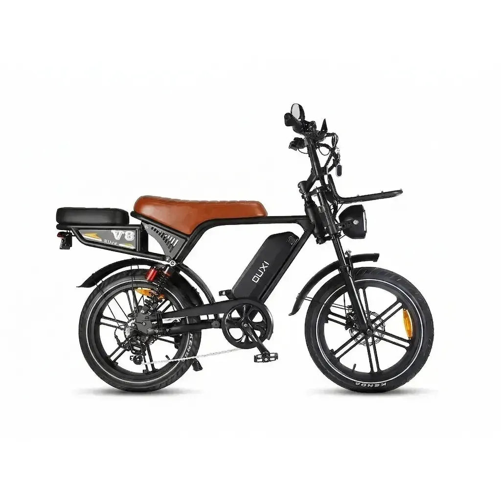 OUXI V8 Ultra Zwart – karakter met een bruin zadel